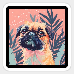 Retro Brussels Griffon: Pastel Pup Revival Sticker